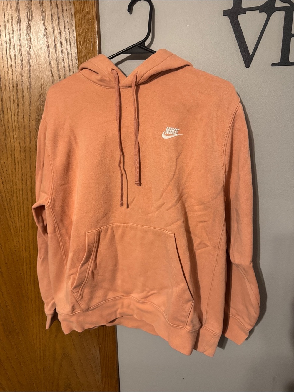 Nike Coral Pink Pullover Hoodie with White Logo